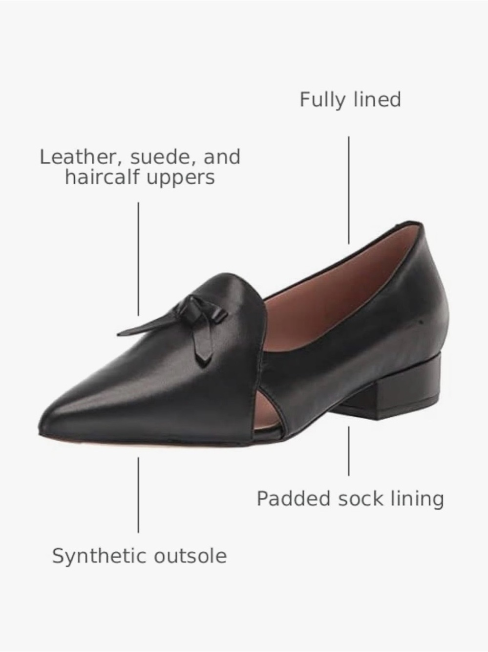 Cole Haan Black Pointed-Toe Leather Loafers with Knot Detail - Picture 3 of 16